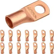 SELTERM UL Listed Heavy Duty American Wire Gauge Lugs, Battery Cable Ends, Bare Copper Eyelets, Tubular Ring Terminals, Closed End Crimp Connectors — 8 AWG (10 mm²) to 250 MCM (150 mm²)
