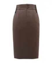 Saint Laurent Button Detailed Pencil Skirt FR38 chocolate-colored