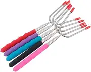 5Pcs Telescopic BBQ Forks Stainless Steel Skewers for Outdoor Grilling Lightweight Durable for Camping Parties and Home Use