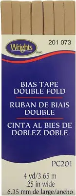 Wrights Double Fold Bias Tape .25"X4yd-Tan