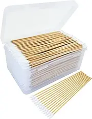 6-Inch Long Cotton Swabs with Wooden Sticks - Reusable Storage Case Included - Cotton Tipped applicators for Gun Cleaning, Makeup Application, and Pet Care