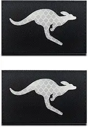 [Zcketo] 2 Pieces Reflective The Running Kangaroo Patch Infrared IR Animals Kangaroo Morale Badge Tactical Military Army Uniform Fastener Emblem for Team Backpack Hat Jacket Vest Biker Travel (Kangaroo)