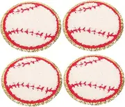 Generic 4pcs Compact Baseball Patches for Clothing Hats and Bags Replaceable Decorative Sports Ball Embellishments Durable Thread Material for Repair and Style