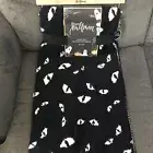 Happy Halloween Cat Eye Blanket Soft Feather Knit Throw 50x60 Black White TikTok