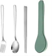 Travel Flatware Stainless Steel Set - Portable Reusable Cutlery Set Including