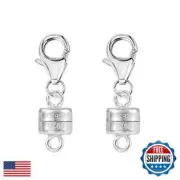 Magnetic Necklace Clasps and Closures, 2 Pcs 925 Sterling Silver Magnetic Cla