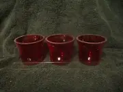 Set of 3 Cracked Glass Festive Candle Holders 2.25" tall Bright Holiday Red