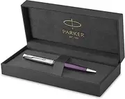 [PARKER] Sonnet Essentiel Ballpoint Pen, Violet, Chrome Trims, Medium Point Black Refill, Gift Box