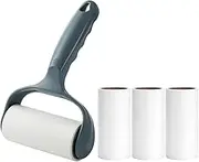 Ergonomic Lint Roller for Clothes Furniture Couch Dog & Cat Bed Balliard Table Lint Remover for Pet Hair Extra Sticky 1 Reusable Handle with 4 Refills (Shadow Gray)