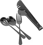 FELTECHELECTR 1 Set Stainless Steel Kitchen Utensil Versatile Serving Tongs Fork Spoon for Home Restaurant Use Modern Design Tableware for Steak and More