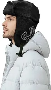 [Clakllie] Trooper Trapper Hat Ushanka Russian Cap with Visor Earflap Winter Cap for Men Warm Aviator Eskimo Hat