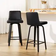 Bar Stools Kitchen Leather Barstools Swivel Wooden Chairs X2