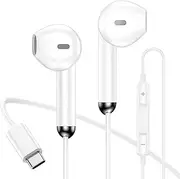 USB C Wired Headphones for iPhone 16e 16 Pro Max 16 Plus 15 Pro Max iPad Pro in-Ear Type C Earphone with Microphone & Volume Control Wired Earbuds for Samsung Galaxy S25 Ultra S24 S23 S22 S20 A16 A56