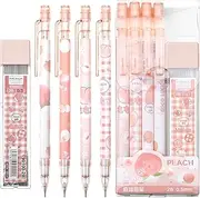 Aphumedc 4 Pcs Pastel Mechanical Pencil 0.5mm, Cute Mechanical Pencils Set with 1 Tubes HB Refills, Stationary Cute School Office Supplies for Writing Drawing Sketching