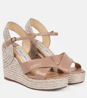 [Jimmy Choo] Jimmy Choo Dellena 100 leather wedge sandals AU 12 pink