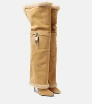 [Givenchy] Givenchy Shark Lock Stiletto suede over-the-knee boots AU 6 beige