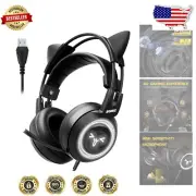 Immersive 7.1 Surround Sound Black Gaming Headphones with Noise-Canceling Mic