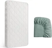 ThrivyHero 100% Breathable Crib Mattress, Certified Premium Foam Toddler Mattress for Toddler Bed with Soft Full-Zip Closure Design Cover, Soft Green Muslin Sheet for Replacement