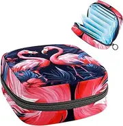 Period Bag,Sanitary Napkin Storage Bag,Flower Flamingo Tropical Leaves,Tampon Holder for Purse