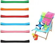 Jindizi Towel Bands for Beach Chair, 6 Pcs Beach Towel Clips, 6 Colors Windproof Beach Towel Clip Bands, Stretchable and Colorful Beach Chair Bands for Cruise Chairs, Beach, Pool