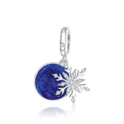 Snowflake Beads Silver plating Snowy Blue Sky Charms Fit Charms Bracelet Jewelry