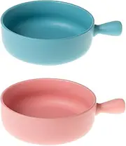 [XineYuor] Soup Cups with Handle, 2 Pieces Ceramic Soup Bowls, Soup Bowls, Bouillon Cups, Cereal Bowls, Suitable for Beef Stew, Fruit Salad, Oatmeal, Microwave Oven Safe (A)