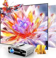 Daylight Projector 4K Ultra HD 1800 High ANSI Smart Home Theater with WiFi 6, Bluetooth, NFC, Streaming Apps, Bright Daytime Proyector, HDR10+, Auto Focus, HDMI 2.1 USB for Movie Video Gaming White