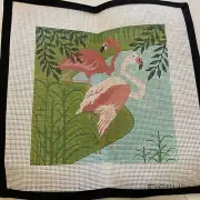 Flamingo Hand Painted Needlepoint Canvas D8144 8” Tropical Water Leaves