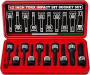 1/2" Drive Master Impact Torx Bit Socket Set, 10-Pieces: T25 - T80, Cr-Mo Steel, Heavy Duty Storage Case