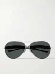 [BOTTEGA VENETA EYEWEAR] BOTTEGA VENETA EYEWEAR - Sardine Aviator-style Silver-tone Sunglasses - One size One size Silver