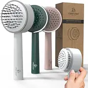 Cleen Bee Self Cleaning Hair Brush For Women, Men, Boys And Girls | Built-In Anti Static Hair Brush Cleaner Tool | Prevent Excess Hair Buildup With The Press Of A Button (White)