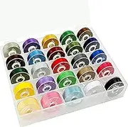 New brothread 25pcs Type L (SA155) Size Assorted Colors Prewound Bobbin Thread Plastic Side for Particular Embroidery and Sewing Machines - 60 Weight