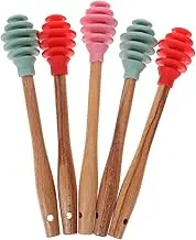 PartyKindom 5pcs Silicone Honey Stirrer Non Stick Syrup Dippers for Honey Pots Jars Containers Easy to Clean and Party Favors