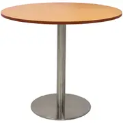 Rapidline Circular Meeting Table Stainless Steel Disc Base D900 x H755mm Beech