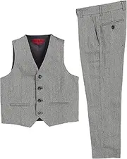 [Gioberti] Kids and Boys 2 Piece Tweed Plaid Vest and Pants Set