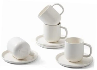 Set of 4 Espresso Cups And Saucers In Stronger Porcelain 3.5oz,Mini Coffee