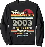 [X.Style] 19 Year Old Retro Vintage Palm Tree 2003 19th Birthday Sweatshirt ds112 Sweater (XL) Black