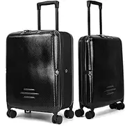 [dujp] Hardside Spinner Luggage Carry-On Suitcase: 20'' Travel Expandable Checked Bag with Silent 360°Wheels, Foldable and Scratch-Resistant Hardshell - Suitable for Men & Women(Black)