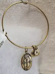 ALEX & ANI Gold "Key To Life " Charm Bangle Bracelet