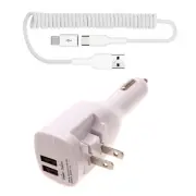 For Galaxy A33 5G/A32 5G - Coiled USB Cable Car Home Charger USB-C Adapter
