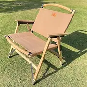 Folding Camping Chair, Lightweight & Portable Outdoor Beach Chair with Solid Wood Armrest, Portable Collapsible Fishing Chair for Hiking Lawn Picnic (Coffee)