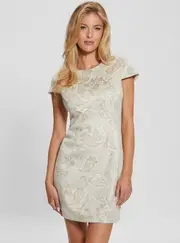 GUESS Women's Beige Manuela Suede Mini Dress Size: Small, Elastane