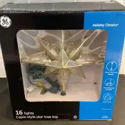 New In Box, GE Capiz Style Star 16 Lights Tree Topper