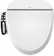Combier CMA102 Bidet Toilet Seat, Elongated Smart Unlimited Warm Water, Vortex Wash, Electronic Heated, Warm Air Dryer, Rear and Front Wash, LED Light, Need Electricity (Round)