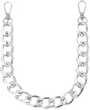 Purse Strap 40cm Thick Chain Replacement Bag Handles Shoulder Strap DIY Bag Part Accessories Straps(Silver,1pc)