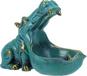 HYTROVE Whimsical Hippo Statue Resin Decorative Candy Bowl Key Holder Playful Entryway Ornament for Storing Sweets Keys and Items Home Accent