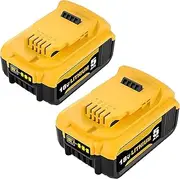 2 Pack 18V DCB182-XJ 5.0Ah Lithium-Ion Battery Replacement for DeWalt 18V XR DCB200 DCB205 DCB184 DCB182 DCB200 DCB180 Cordless Drill Tool Batteries Pack