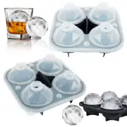 Large Ice Cube Molds Reusable 4 Grids Round Ice Cube Tray with Lid-