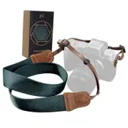 Dark Blue Green Camera Strap -Double Layer Crazy Horse Cowhide End,1.5" Wide