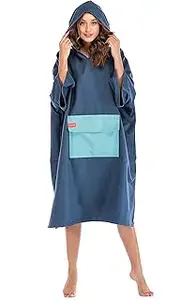 NUZAMAS Fashion Quick-Drying Hooded Towels for Women Beach Bath Towel Robe Poncho with Hood Absorbent Terry for Swim Beach Surf Poncho (Blue)